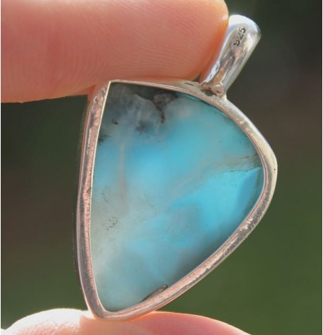 Pendentif argent bijoux pierre naturelle bleue ciel de larimar shantilight