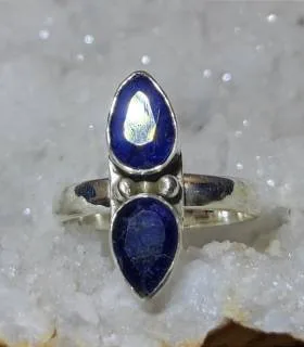 Bague en argent duo de saphir pierres naturelles