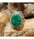 Bague ethnique vintage en argent et pierre naturelle d'émeraude