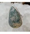 Bague en argent et pierre naturelle d'agate mousse.