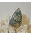 Bague en argent et pierre naturelle d'agate mousse.