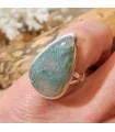 Bague en argent et pierre naturelle d'agate mousse.