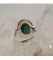 Bague argent trèfle et pierre naturelle de Malachite