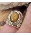 Bague ethnique mixte en argent et pierre naturelle d'oeil de tigre