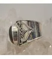 Bague ethnique mixte en argent et pierre naturelle d'oeil de tigre