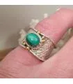 bague ethnique tribal argent et laiton pierre naturelle de Malachite.