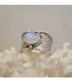 Bague ethnique tribale argent laiton pierre de lune