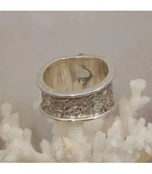 Bague ethnique tribale argent laiton pierre de lune