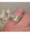 Bague ethnique tribale argent laiton pierre de lune