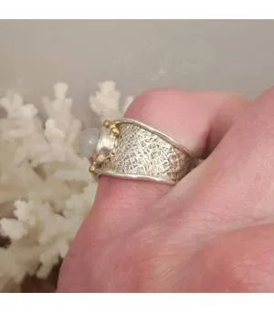 Bague ethnique tribale argent laiton pierre de lune