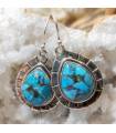 Boucles d'oreilles argent pierres naturelles de turquoise iranienne