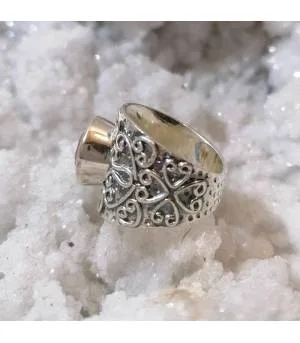 Bague vintage argent et pierre naturelle de citrine