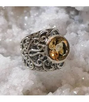Bague vintage argent et pierre naturelle de citrine