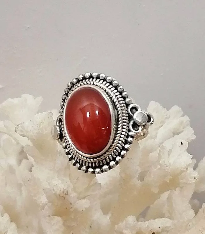 Bague ethnique en argent et cornaline Shantilight