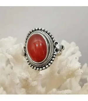 Bague ethnique en argent et cornaline Shantilight