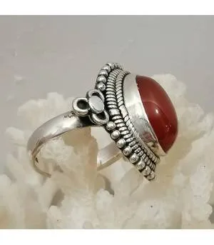 Bague ethnique en argent et cornaline Shantilight