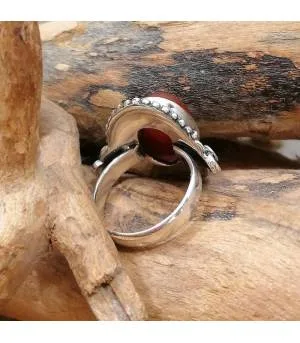 Bague ethnique en argent et cornaline Shantilight
