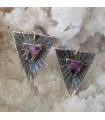 Boucles d'oreilles ethniques argent et pierres naturelles d'améthystes.