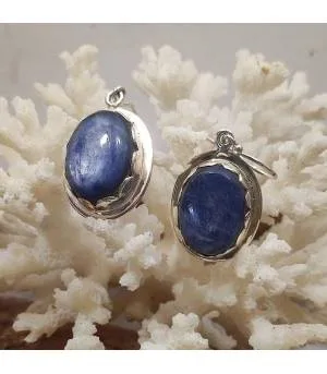 Boucles d'oreilles argent pierres naturelles de cyanite.