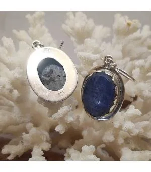 Boucles d'oreilles argent pierres naturelles de cyanite.