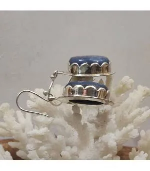 Boucles d'oreilles argent pierres naturelles de cyanite.