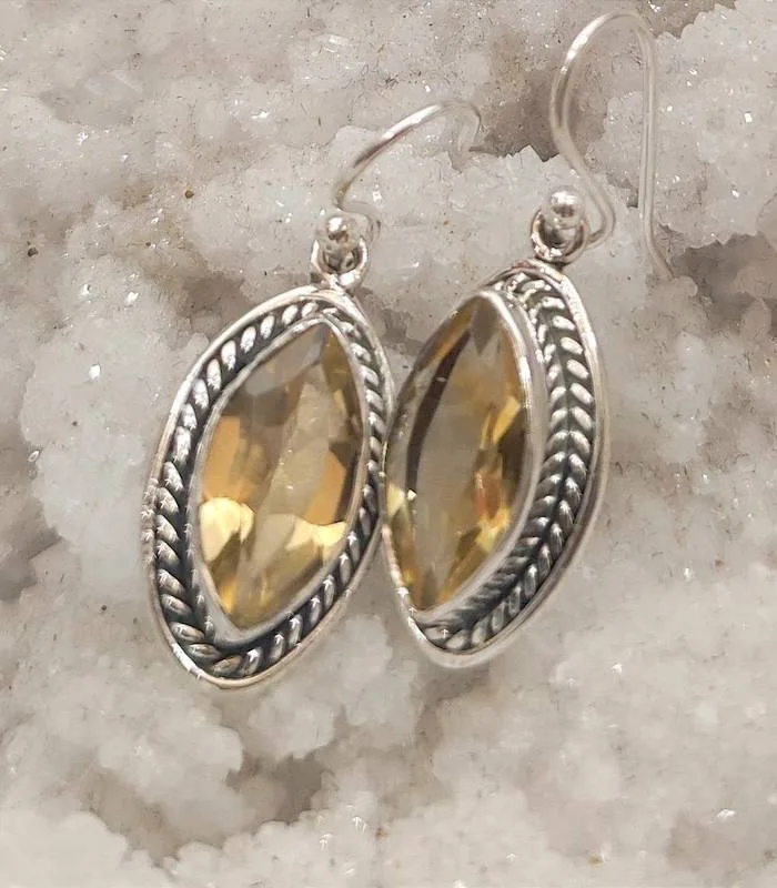 Boucles d'oreilles argent pierres naturelles de citrine