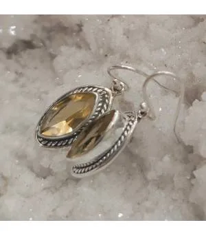 Boucles d'oreilles argent pierres naturelles de citrine