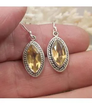 Boucles d'oreilles argent pierres naturelles de citrine