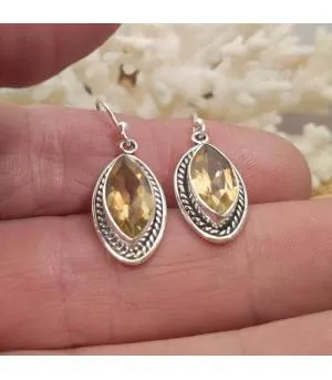 Boucles d'oreilles argent pierres naturelles de citrine