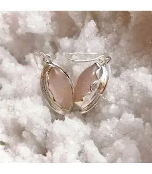 Boucles d'oreilles argent vintage quartz rose