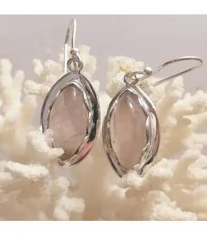 Boucles d'oreilles argent vintage quartz rose