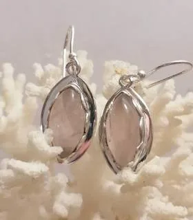Boucles d'oreilles argent vintage quartz rose