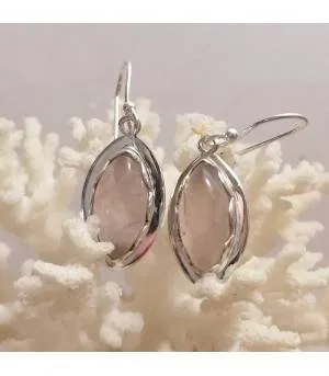 Boucles d'oreilles argent vintage quartz rose