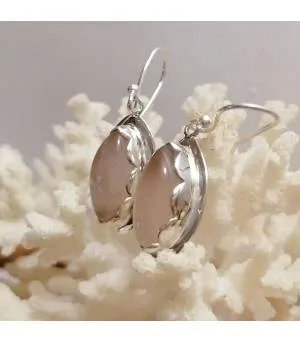 Boucles d'oreilles argent vintage quartz rose