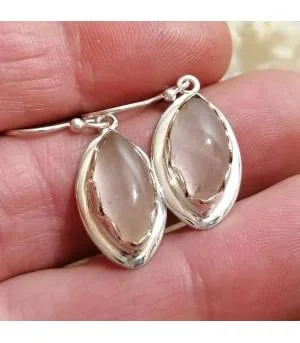 Boucles d'oreilles argent vintage quartz rose