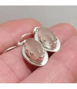 Boucles d'oreilles argent vintage quartz rose