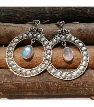 Boucles d’oreilles Shashi-Vana – Argent 925 & Pierre de Lune