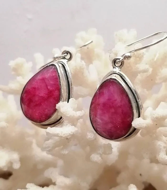 Boucles d'oreilles argent et racine de rubis Shantilight