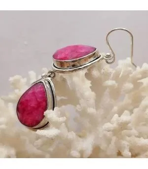 Boucles d'oreilles argent et racine de rubis Shantilight