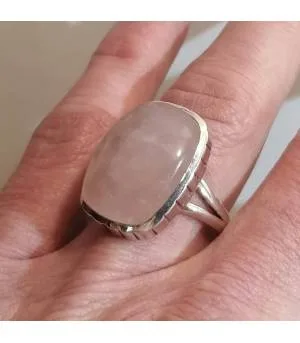 Bague argent vintage pierre naturelle quartz rose