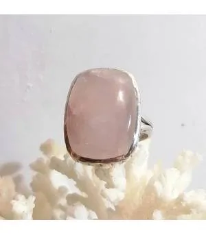 Bague argent vintage pierre naturelle quartz rose
