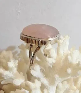 Bague argent vintage pierre naturelle quartz rose
