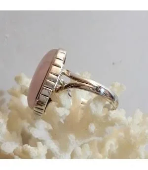 Bague argent vintage pierre naturelle quartz rose