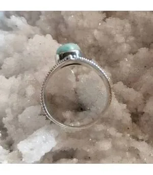 Bague ethnique argent pierre naturelle larimar
