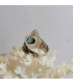 Bague ethnique argent pierre naturelle larimar