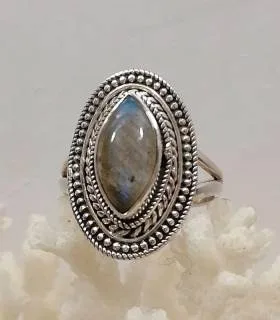 Bague Vrishti-Patha – Argent 925 & Labradorite