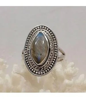 Bague Vrishti-Patha – Argent 925 & Labradorite