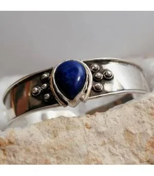 Bracelet argent artisanal pierre lapis lazuli