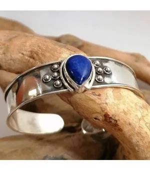 Bracelet argent artisanal pierre lapis lazuli