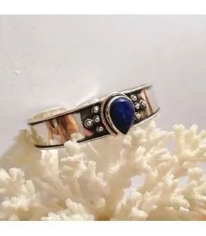 Bracelet argent artisanal pierre lapis lazuli